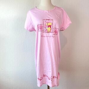 Vintage Y2K Disney Winnie The Pooh Bear Piglet Oversized Sleep Shirt Dress S/M
